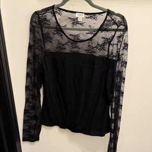J. Crew Sheer Black Lace Blouse